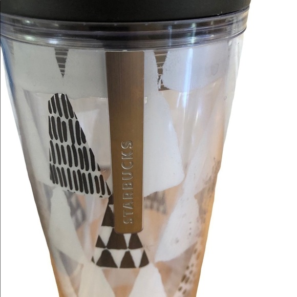 Starbucks Tumbler 16 oz Insulated 2013 Christmas Holiday Trees Silver Gold Logo - Picture 2 of 5